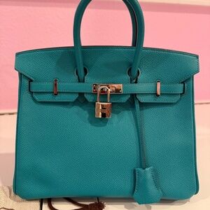 Hermes Birkin 25 blue paon veau